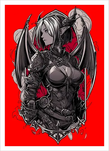 tiefling girl - dungeons, dragons, tiefling girl, warlock class, vecna, rogue class, fantasy rpg, pathfinder rpg, geek gift, larp, fantasy art, nerd girl, dungeon master, d20 dice, critical hit, critical role - Artprint