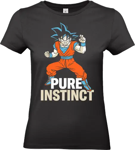 Pure Instinct - power up anime top, pure instinct shirt, ultra power warrior t-shirt, goku inspired graphic tee, blue hair anime apparel, orange gi martial arts design, minimalist anime streetwear, shonen hero transformation top, cosmic battle graphic shirt, zen state fighter clothing, retro anime fan gift, high contrast warrior art, japanese pop culture apparel, martial arts training tee, legendary saiyan streetwear, anime silhouette t-shirt, battle ready hero design, sleek otaku fashion, shonen jump fan merch - Standard T-Shirt (Women)