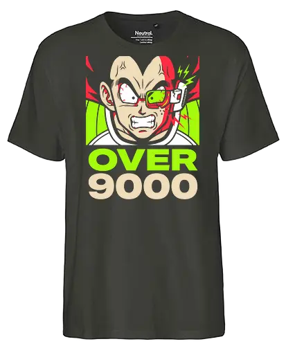 Over 9000 - vintage anime style top, power level scouter gear, galactic warrior apparel, over 9000 shirt, power level t-shirt, saiyan prince graphic tee, shattered scouter apparel, retro anime battle design, shonen jump nostalgia clothing, electric green anime top, its over 9000 shirt, vegeta inspired merch, training to go super t-shirt, japanese pop culture streetwear, scouter breaking art, high intensity anime graphic, gym motivation anime shirt, iconic anime meme clothing, legendary warrior t-shirt - Fairtrade T-Shirt