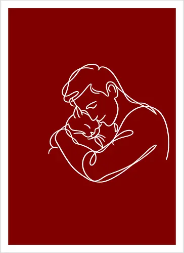 ManAndCat WhiteLinesBack