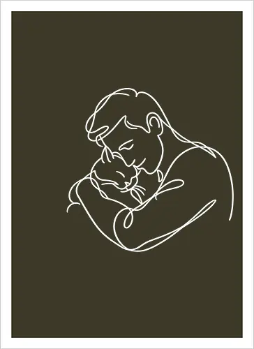 ManAndCat WhiteLinesBack