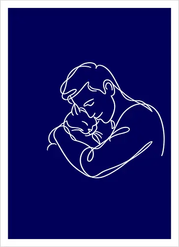 ManAndCat WhiteLinesBack