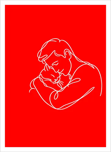 ManAndCat WhiteLinesBack