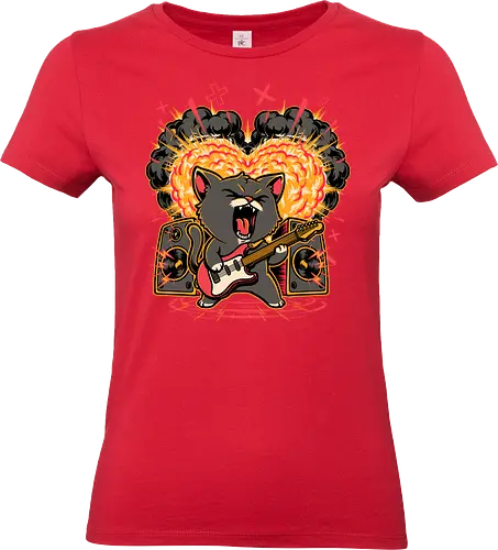 Cat Love Music - screaming, Rock And Roll, cool, funny, cat, black cat, rockstar, metal, heavy metal, punk, rock, rock and roll, music, pet, joke, cute - Standard T-Shirt (Women)
