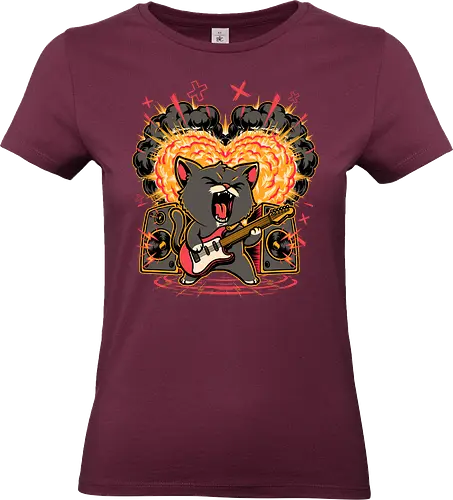 Cat Love Music - screaming, Rock And Roll, cool, funny, cat, black cat, rockstar, metal, heavy metal, punk, rock, rock and roll, music, pet, joke, cute - Standard T-Shirt (Women)