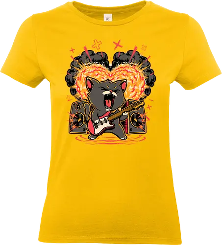 Cat Love Music - screaming, Rock And Roll, cool, funny, cat, black cat, rockstar, metal, heavy metal, punk, rock, rock and roll, music, pet, joke, cute - Standard T-Shirt (Women)
