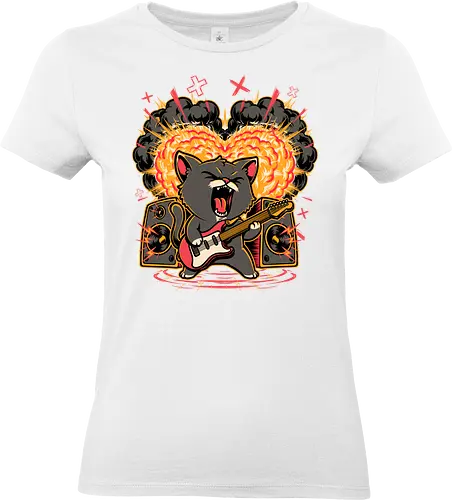 Cat Love Music - screaming, Rock And Roll, cool, funny, cat, black cat, rockstar, metal, heavy metal, punk, rock, rock and roll, music, pet, joke, cute - Standard T-Shirt (Women)