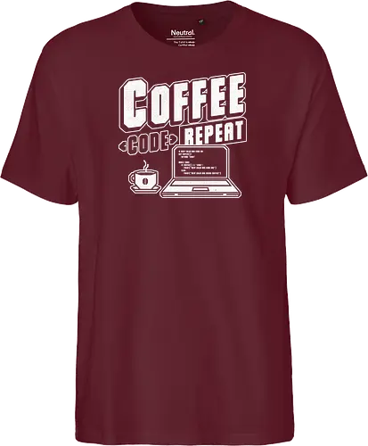 Coffee Code Repeat  - laptop, notebook, math, Coffee, Code, Repeat, meme, internet, STEM, STEAM, programming, coding, science, technology, engineering, mathematics, computer - Fairtrade T-Shirt