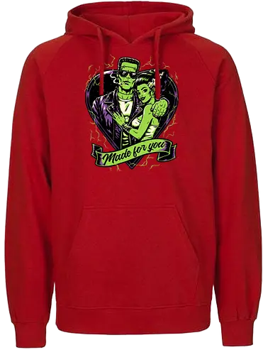 Frankenstein Monster Love - Science Fiction, Science, Halloween, Frankenstein, Bride Of Frankenstein, Bride, Cool, Couple, Love, Monsters, Monster, Spooky, Classic Horror, Horror, Gothic Horror, Folk Horror, Movies, Movie, Classic, Cult Classic, Creepy, Scary, Valentine's Day, Valentines Day, Valentines, Valentine - Fairtrade Hoodie