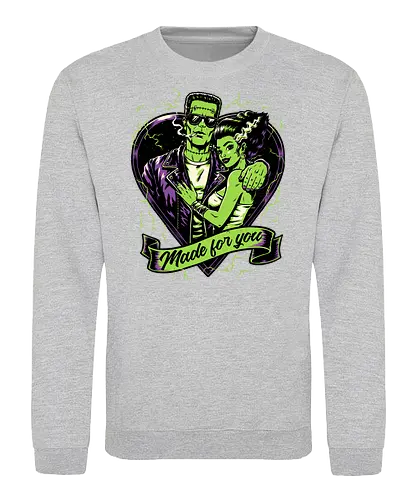 Frankenstein Monster Love - Science Fiction, Science, Halloween, Frankenstein, Bride Of Frankenstein, Bride, Cool, Couple, Love, Monsters, Monster, Spooky, Classic Horror, Horror, Gothic Horror, Folk Horror, Movies, Movie, Classic, Cult Classic, Creepy, Scary, Valentine's Day, Valentines Day, Valentines, Valentine - Sweatshirt