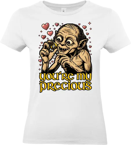 Love is Precious - Valentine's Day, Valentine, Valentines Day, Valentines, Heart, Love, Romance, Romantic, Movie, Classic Movie, Book, Books, Adventure, Fantasy, Medieval, Vintage, Retro, Retro Vintage, Magic, Magical Creatures, Magical, Gold, Golden, Ring, Precious - Standard T-Shirt (Women)