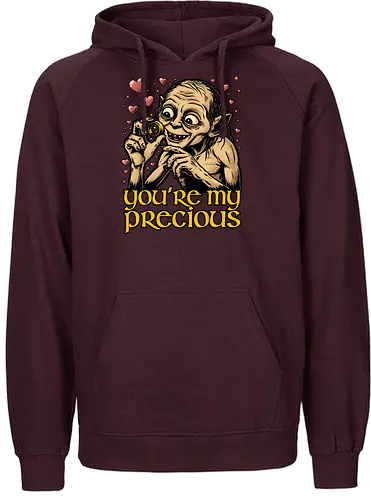 Love is Precious - Valentine's Day, Valentine, Valentines Day, Valentines, Heart, Love, Romance, Romantic, Movie, Classic Movie, Book, Books, Adventure, Fantasy, Medieval, Vintage, Retro, Retro Vintage, Magic, Magical Creatures, Magical, Gold, Golden, Ring, Precious - Fairtrade Hoodie