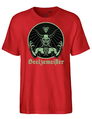 Devil Pick Music Drink - Classic Movie, Comedy, Drinks, Drink, Drinking, Labels. Label, Jagermeister, Gothic, Devil, Demon, Movie, Black Comedy, Dark Comedy, Musical, Rock N Roll, Rock, Rock And Roll, Music, Beelzebub, Guitarist, Guitar - Fairtrade T-Shirt