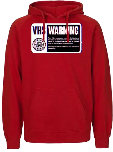 VHS Nostalgia Warning  - joke, fun, movie, vhs, nostalgia, retro, vintage, pixel art, funny, old, cool, computer, pc, meme - Fairtrade Hoodie