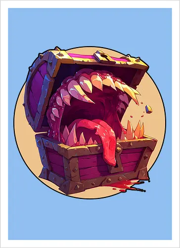 The Mimic - dungeon master, dungeons, dragons, mimic, monster manual, Pen and Paper, fantasy rpg, pathfinder rpg, critical hit, critical role, vecna, fire ball, ravenloft - Artprint