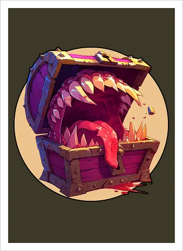 The Mimic - dungeon master, dungeons, dragons, mimic, monster manual, Pen and Paper, fantasy rpg, pathfinder rpg, critical hit, critical role, vecna, fire ball, ravenloft - Artprint