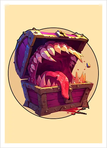 The Mimic - dungeon master, dungeons, dragons, mimic, monster manual, Pen and Paper, fantasy rpg, pathfinder rpg, critical hit, critical role, vecna, fire ball, ravenloft - Artprint