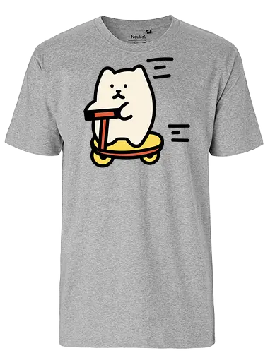 Weiße Katze reitet - Schnell, Geschwindigkeit, Katze, Weiß, Tier, Gelb, Glücklich, Schlafen, Niedlich, Katzen, Niedliche Katze, Niedliche Katzen, Voll, Fanart, Fahrten - Fairtrade T-Shirt