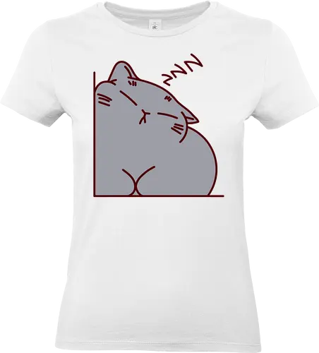 Graue Katze schläft - Grau, Niedliche Katzen, Ecke, Zzzz, Zzz, Katze, Kätzchen, Schlafen, Niedlich, Groß, Bitte nicht stören, Flauschig - Standard T-Shirt (Women)
