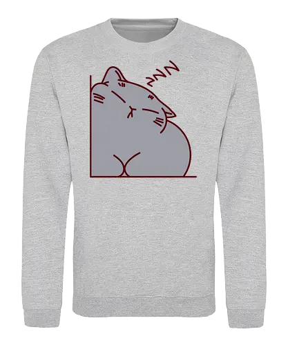 Graue Katze schläft - Grau, Niedliche Katzen, Ecke, Zzzz, Zzz, Katze, Kätzchen, Schlafen, Niedlich, Groß, Bitte nicht stören, Flauschig - Sweatshirt