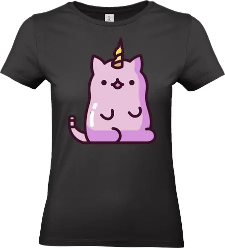 Niedliche Einhornkatze - Kreatur, Land, Kawaii, Katze, Tier, Rosa, Horn, Niedlich, Einhorn, Mythisch, Entzückend, Fanart, Traum, Charmant - Standard T-Shirt (Women)