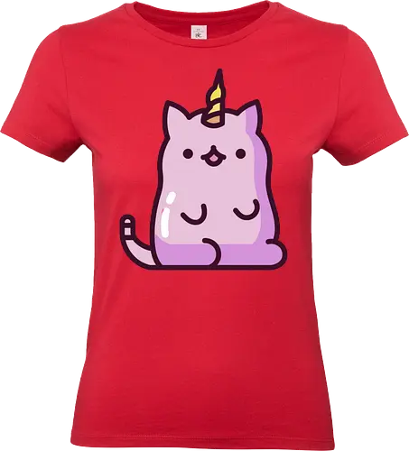 Niedliche Einhornkatze - Kreatur, Land, Kawaii, Katze, Tier, Rosa, Horn, Niedlich, Einhorn, Mythisch, Entzückend, Fanart, Traum, Charmant - Standard T-Shirt (Women)