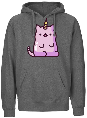 Niedliche Einhornkatze - Kreatur, Land, Kawaii, Katze, Tier, Rosa, Horn, Niedlich, Einhorn, Mythisch, Entzückend, Fanart, Traum, Charmant - Fairtrade Hoodie