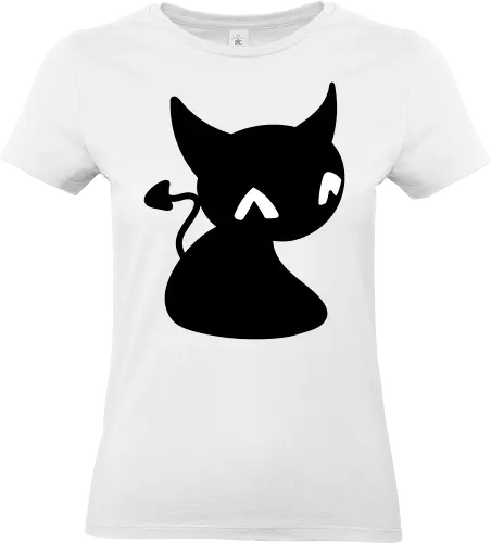 Niedliche Teufelskatze - Kalt, Gemütlich, Katze, Schwarz, Tier, Niedlich, Lustig, Freund, Pixel, Spaß, Fürsorge, Haustier, Teufel, Fanart, Warm - Standard T-Shirt (Women)