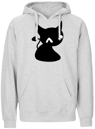 Niedliche Teufelskatze - Kalt, Gemütlich, Katze, Schwarz, Tier, Niedlich, Lustig, Freund, Pixel, Spaß, Fürsorge, Haustier, Teufel, Fanart, Warm - Fairtrade Hoodie