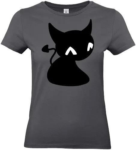 Niedliche Teufelskatze - Kalt, Gemütlich, Katze, Schwarz, Tier, Niedlich, Lustig, Freund, Pixel, Spaß, Fürsorge, Haustier, Teufel, Fanart, Warm - Standard T-Shirt (Women)