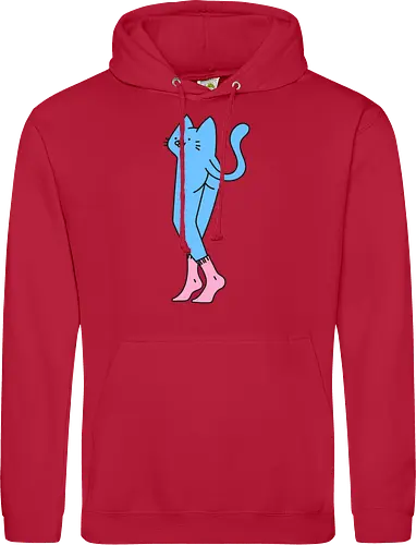 Verrückte blaue Katze mit langen Beinen