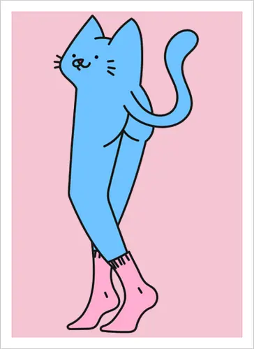 Verrückte blaue Katze mit langen Beinen