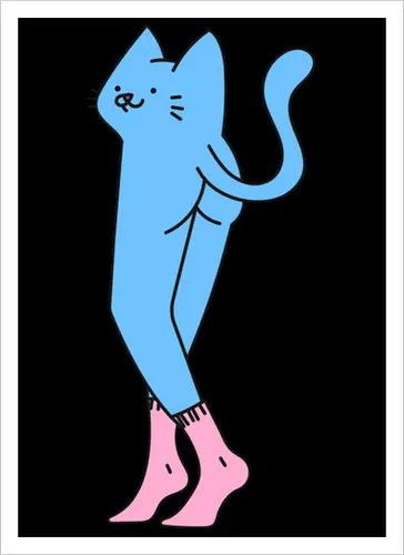 Verrückte blaue Katze mit langen Beinen