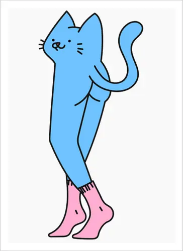 Verrückte blaue Katze mit langen Beinen