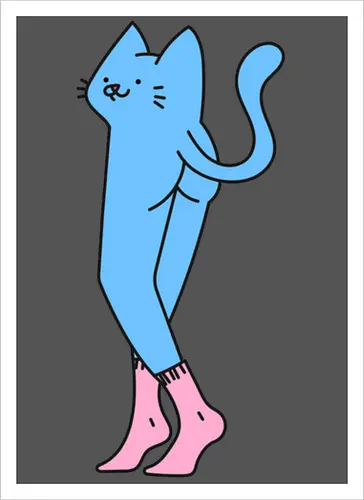 Verrückte blaue Katze mit langen Beinen