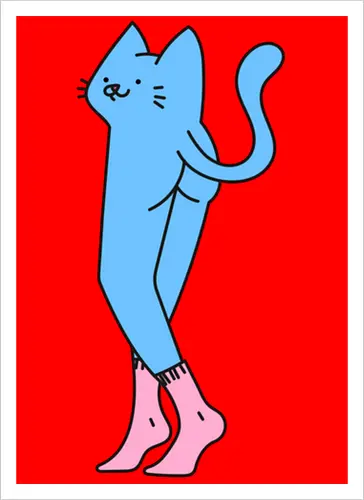 Verrückte blaue Katze mit langen Beinen