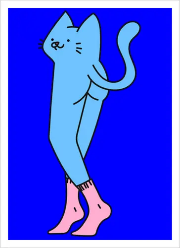 Verrückte blaue Katze mit langen Beinen