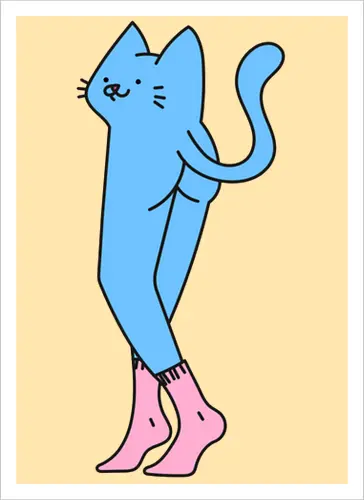 Verrückte blaue Katze mit langen Beinen