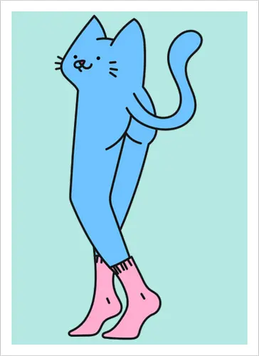 Verrückte blaue Katze mit langen Beinen