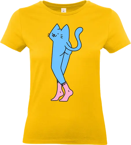 Verrückte blaue Katze mit langen Beinen - Niedliche Katzen, Beine, Lang, Zzzz, Katze, Blau, Kätzchen, Schlafen, Rosa, Niedlich, Bitte nicht stören, Groß, Grau, Flauschig, Socken - Standard T-Shirt (Women)