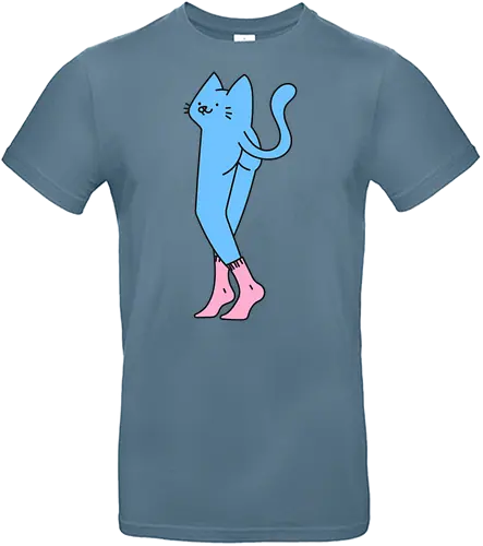 Verrückte blaue Katze mit langen Beinen - Niedliche Katzen, Beine, Lang, Zzzz, Katze, Blau, Kätzchen, Schlafen, Rosa, Niedlich, Bitte nicht stören, Groß, Grau, Flauschig, Socken - Standard T-Shirt