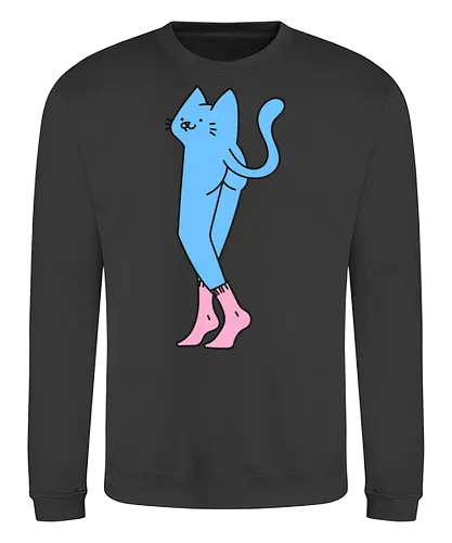 Verrückte blaue Katze mit langen Beinen - Niedliche Katzen, Beine, Lang, Zzzz, Katze, Blau, Kätzchen, Schlafen, Rosa, Niedlich, Bitte nicht stören, Groß, Grau, Flauschig, Socken - Sweatshirt