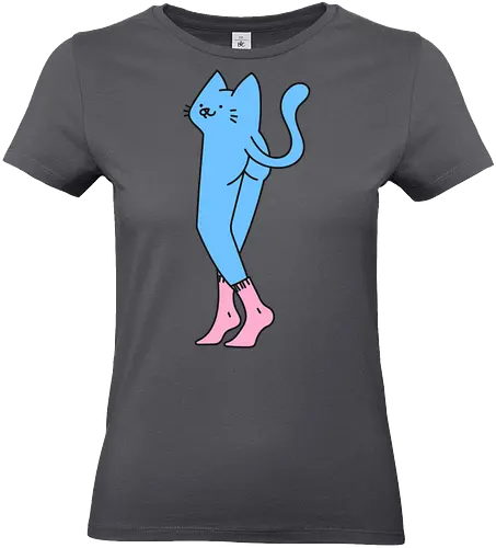Verrückte blaue Katze mit langen Beinen - Niedliche Katzen, Beine, Lang, Zzzz, Katze, Blau, Kätzchen, Schlafen, Rosa, Niedlich, Bitte nicht stören, Groß, Grau, Flauschig, Socken - Standard T-Shirt (Women)
