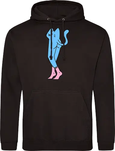 Verrückte blaue Katze mit langen Beinen