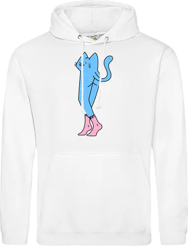 Verrückte blaue Katze mit langen Beinen