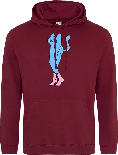 Verrückte blaue Katze mit langen Beinen