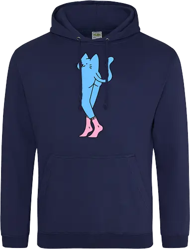 Verrückte blaue Katze mit langen Beinen