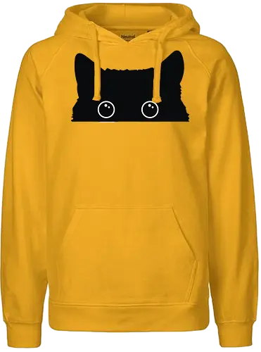 Katzenansicht - Jagen, Hassen, Katze, Schwarz, Tier, Kätzchen, Niedlich, Verstecken, Kitten, Augen, Brennen, Füttern, Ansicht, Töten, Leidenschaftlich, Leidenschaft, Beute - Fairtrade Hoodie