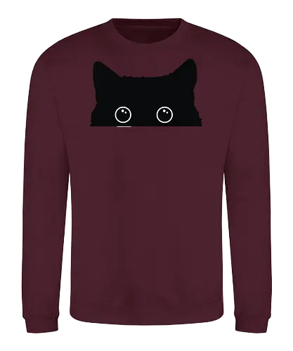 Katzenansicht - Jagen, Hassen, Katze, Schwarz, Tier, Kätzchen, Niedlich, Verstecken, Kitten, Augen, Brennen, Füttern, Ansicht, Töten, Leidenschaftlich, Leidenschaft, Beute - Sweatshirt