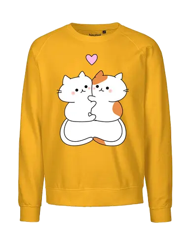Katzen lieben Umarmungen - Füttern, Getigert, Liebe, Umarmungen, Futter, Katze, Weiß, Herz, Tier, Rosa, Niedlich, Niedliche Katzen, Haustier, Fanart, Verehren - Fairtrade Sweatshirt